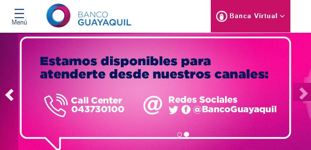 Página web del Banco de Guayaquil